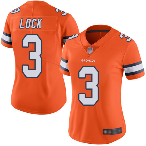 Denver Broncos Limited Women Orange Drew Lock Jersey #3 Rush Vapor Untouchable NFL Football